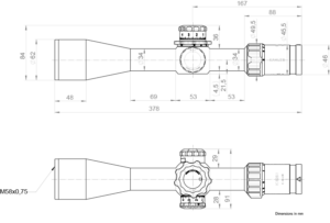 Kahles K525i 5-25x56 FFP размеры